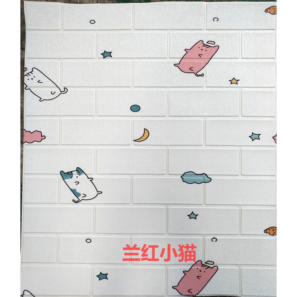 [Free Ship] Xốp dán tường hoạt hình Mây trăng sao, mèo xanh đỏ LOẠI 1 5mm