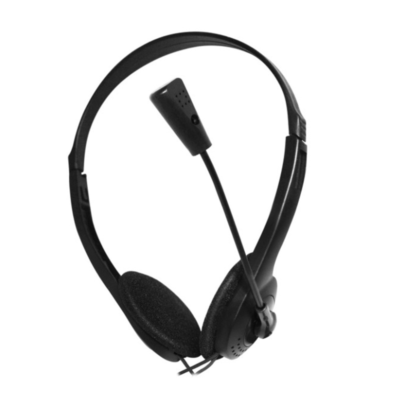 3.5mm  Wired Stereo Headset Noise Cancelling Earphone  with  Microphone Adjustable Headband for Computer Laptop Desktop，Black lemall
