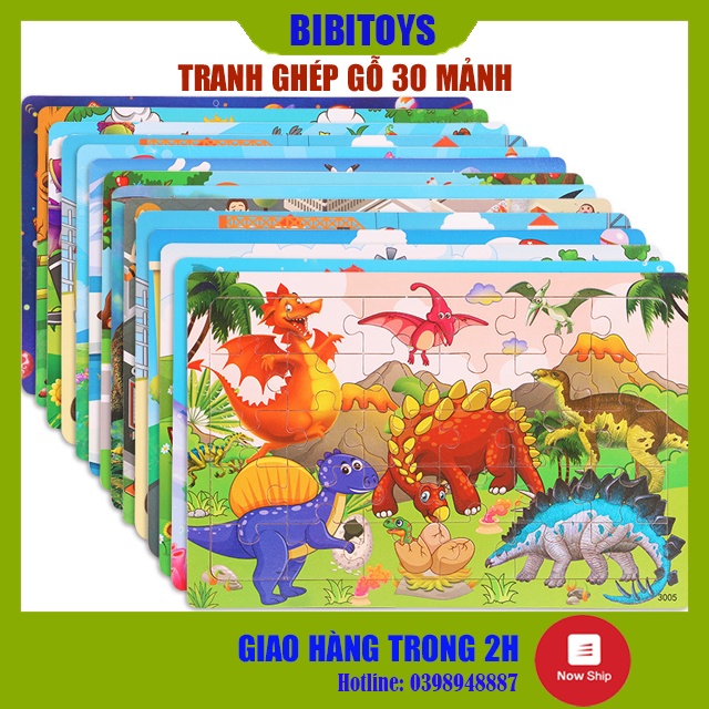 [Được Chọn Mẫu] Đồ Chơi Tranh Ghép Khung Gỗ 30 Mảnh, Gỗ Tự Nhiên Dành Cho Bé Từ 3 Tuổi Phát Triển Trí Tuệ