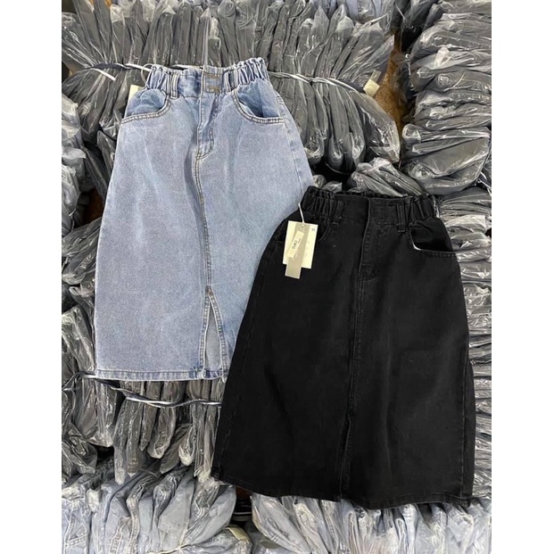 Chân váy jeans xẻ giữa💥Chân váy midi jeans💥{free ship} | BigBuy360 - bigbuy360.vn