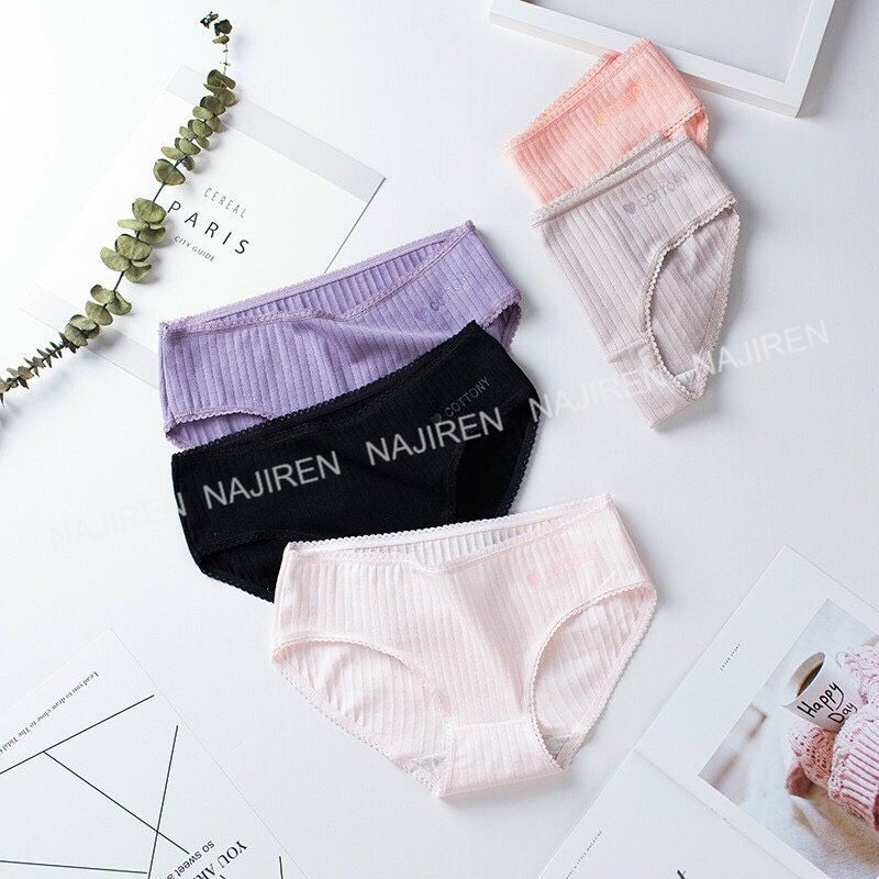 Quần Lót Nữ Cotton Gân Tăm Kháng khuẩn, Quần Chíp Nữ Dễ Thương Mềm Mịn Cottony QL03