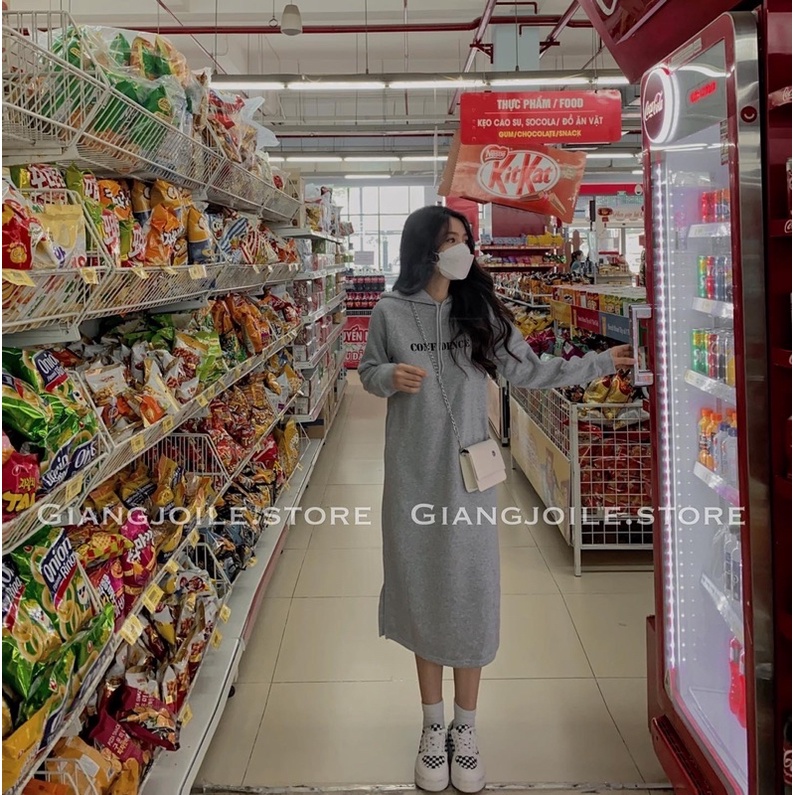 Váy hoodie dài hai màu