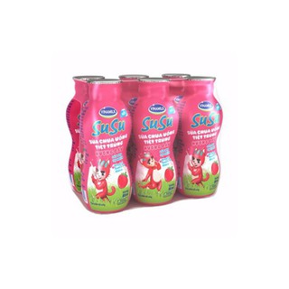 Lốc 6 hũ Sữa Susu IQ hương  dâu Vinamilk chai 80ml