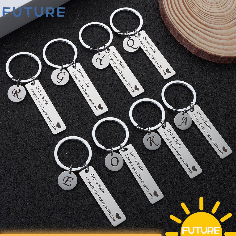 Móc khóa hình 26 chữ cái từ A-Z bằng thép không gỉ thời trang