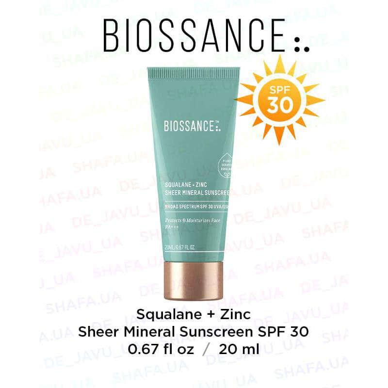 Kem chống nắng BIOSSANCE Squalane + Zinc Sheer Mineral Sunscreen SPF 30