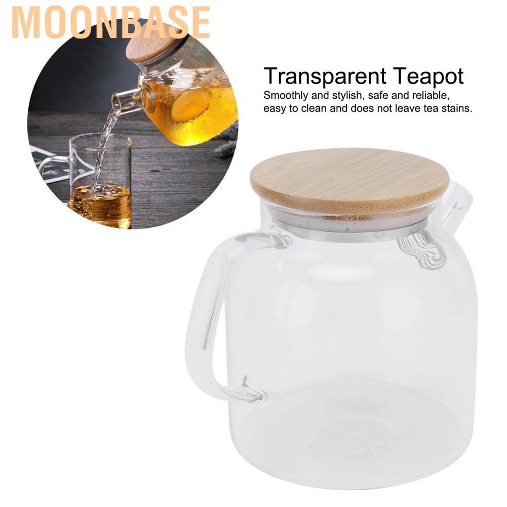 Moonbase Transparent Glass Tea Pot 600ml Large Capacity Heat Resistant Water Kettle for Home Office Use