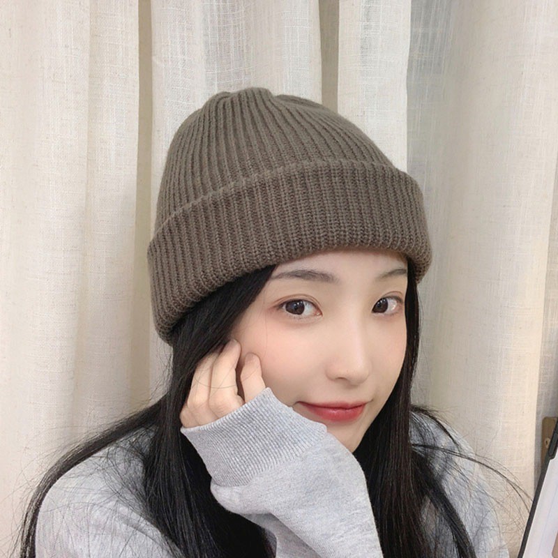 Nón trùm đầu dệt kim màu trơn cho nam và nữ