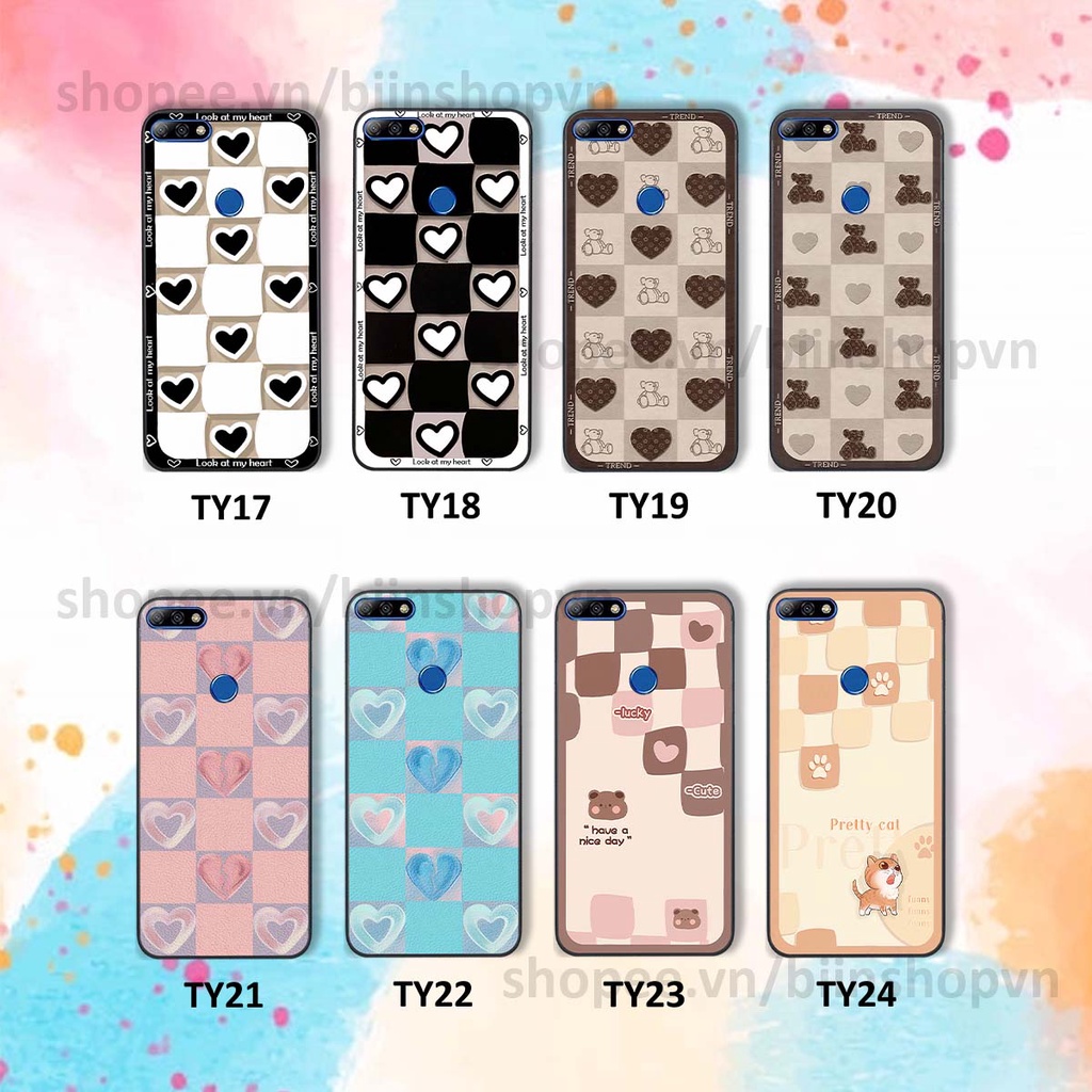 Ốp Huawei Y7 Prime 2018 / Y7 Pro 2018 caro trái tim nhiều màu sắc, đầy cá tính, khẳng định phong cách