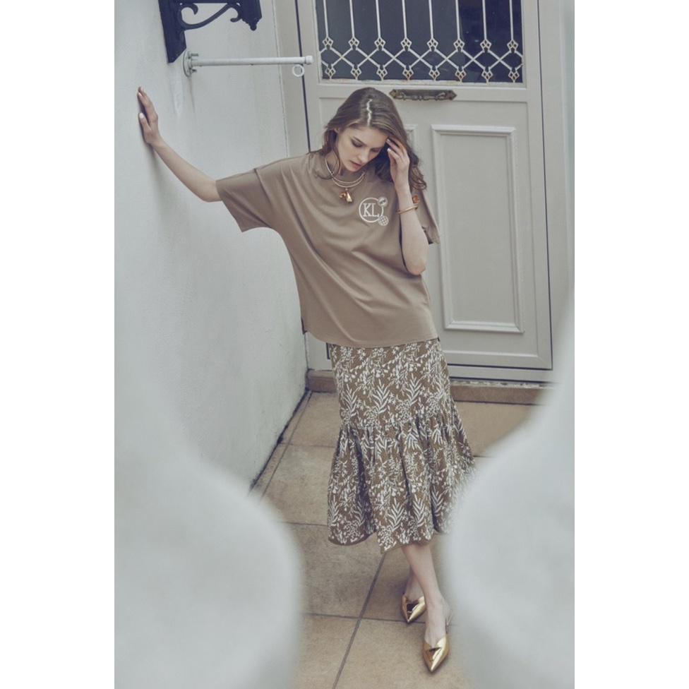 Áo thun/phông nữ cổ tròn tay ngắn form boxy Karl*Lagerfeld xuất Hàn - P:B