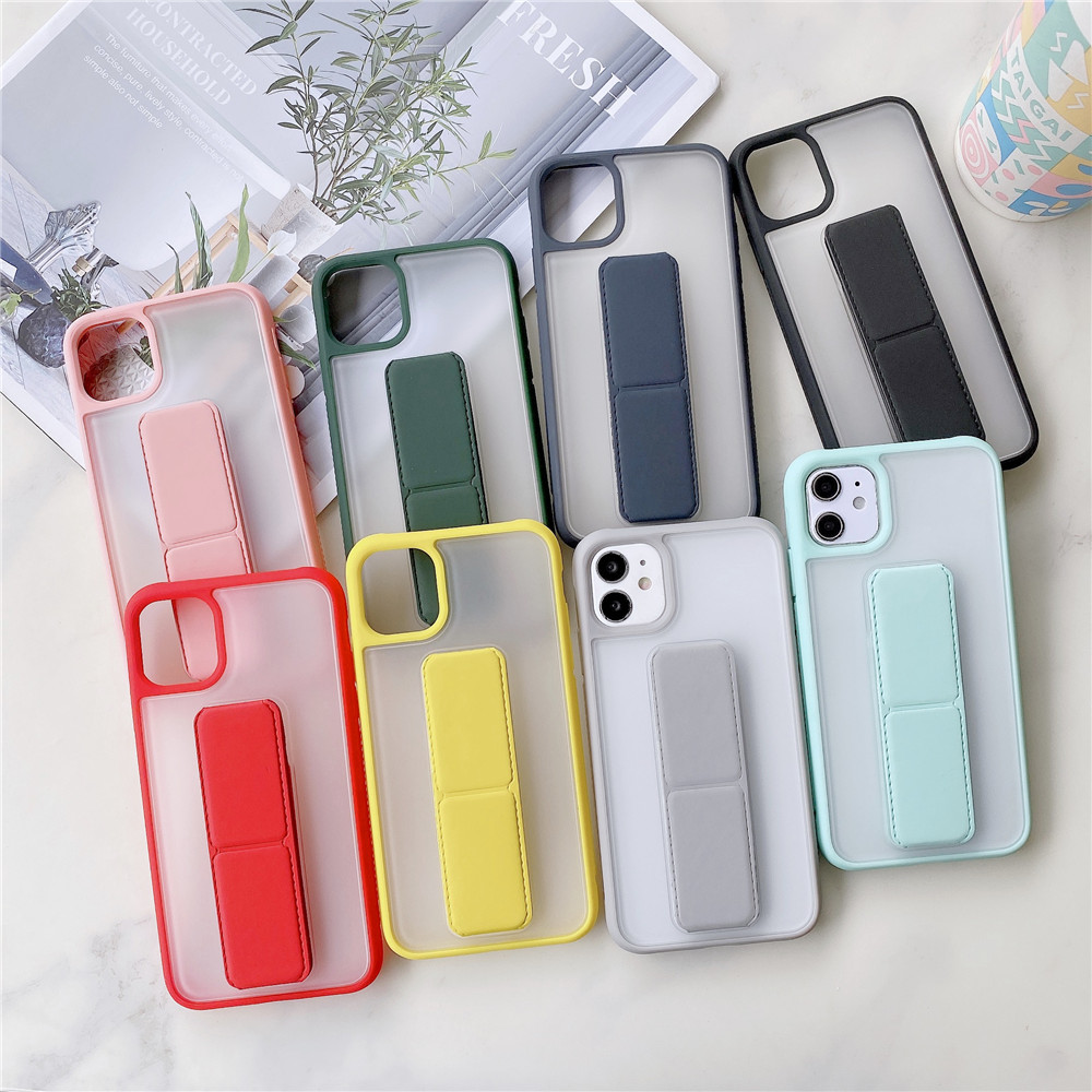 Candy Color Apple iPhone 12 Soft Silicone+PC Case With Holder Ốp lưng iPhone 12 Mobile Phone Cover Case Cover