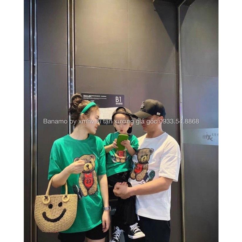 Áo thun đồng phục gia đình áo phông hình gấu xinh xỉu thời trang Banamo Fashion 3115