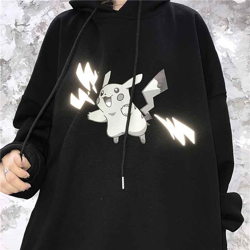 Áo Hoodie vải nỉ pikachu Phản quang nam nữ