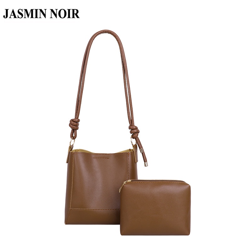 Túi đeo chéo vai boston JASMIN NOIR bằng da PU đơn giản retro cho nữ