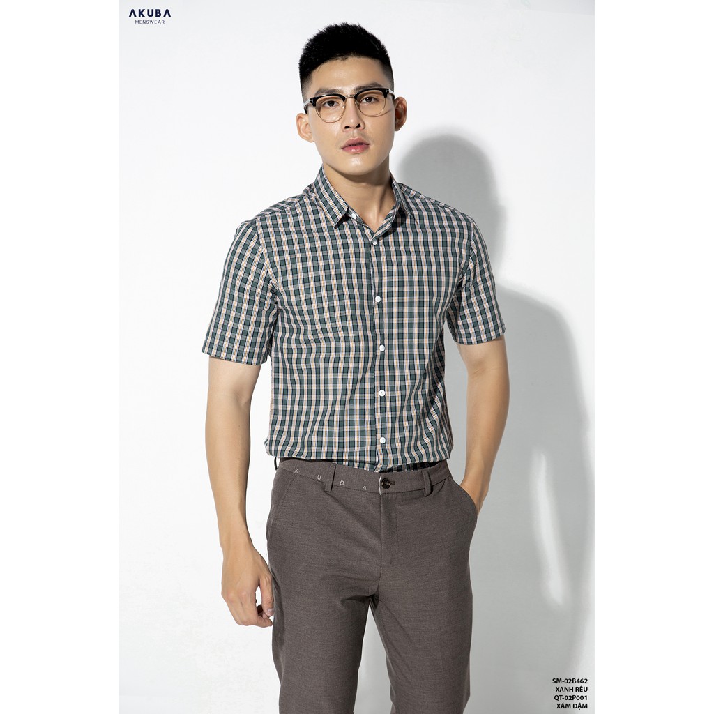 Áo Sơ Mi Tay Ngắn Họa Tiết Caro Nam Cao Cấp AKUBA | 02B462 | BigBuy360 - bigbuy360.vn