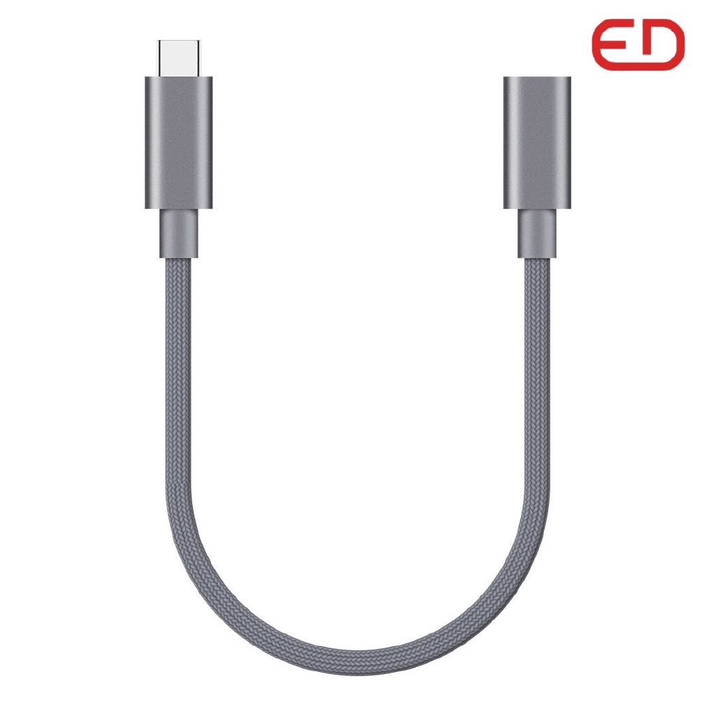 Original Xiaomi USB-C Extension Cable Nylon Braided Male To Female Extension Cable, 10Gbps, 45W/60W, 20CM - Dark Grey