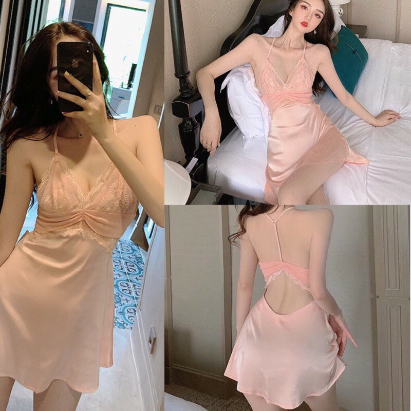 Váy ngủ sexy lụa cao cấp Đầm mặc nhà gợi cảm quyến rũ mã 700