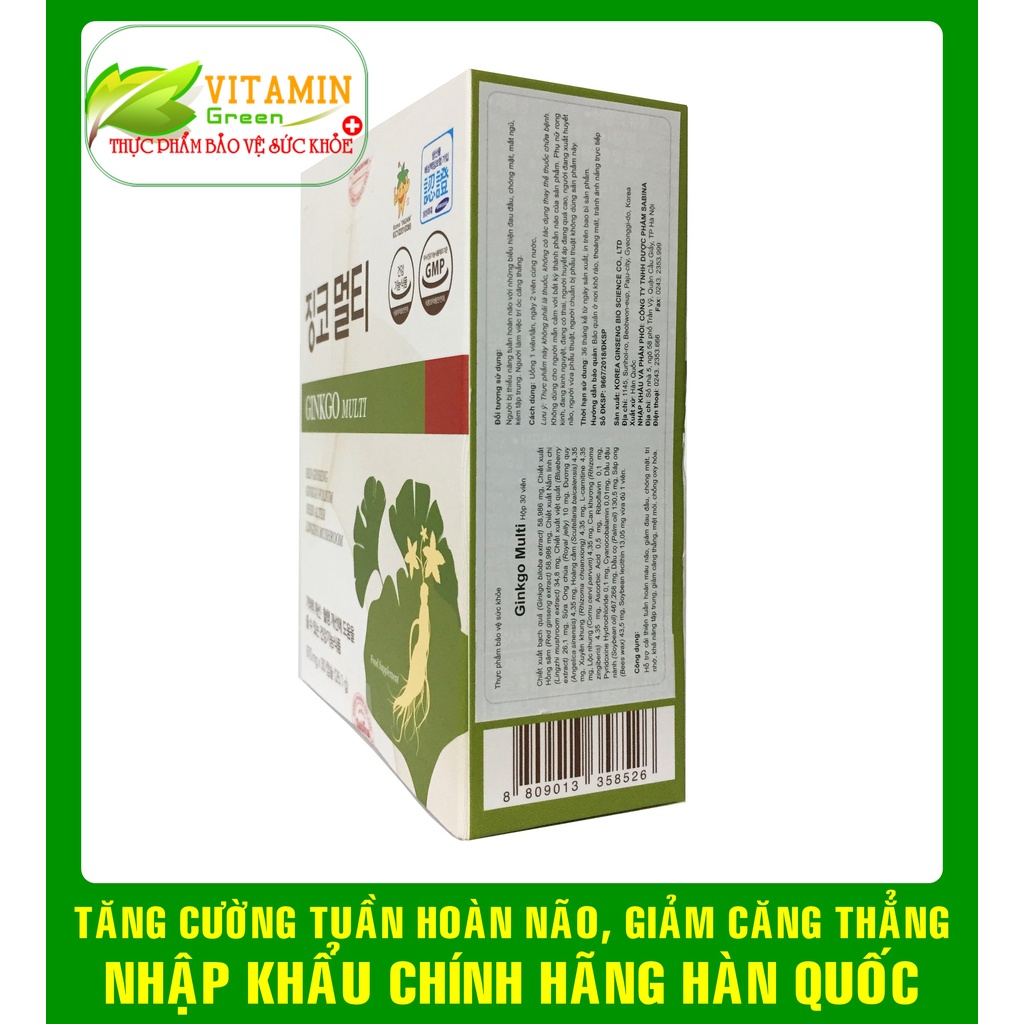 GINKGO MULTI TĂNG CƯỜNG TUẦN HOÀN NÃO, TĂNG KHẢ NĂNG TẬP TRUNG, GIẢM CĂNG THẲNG | NHẬP KHẨU CHÍNH HÃNG HÀN QUỐC