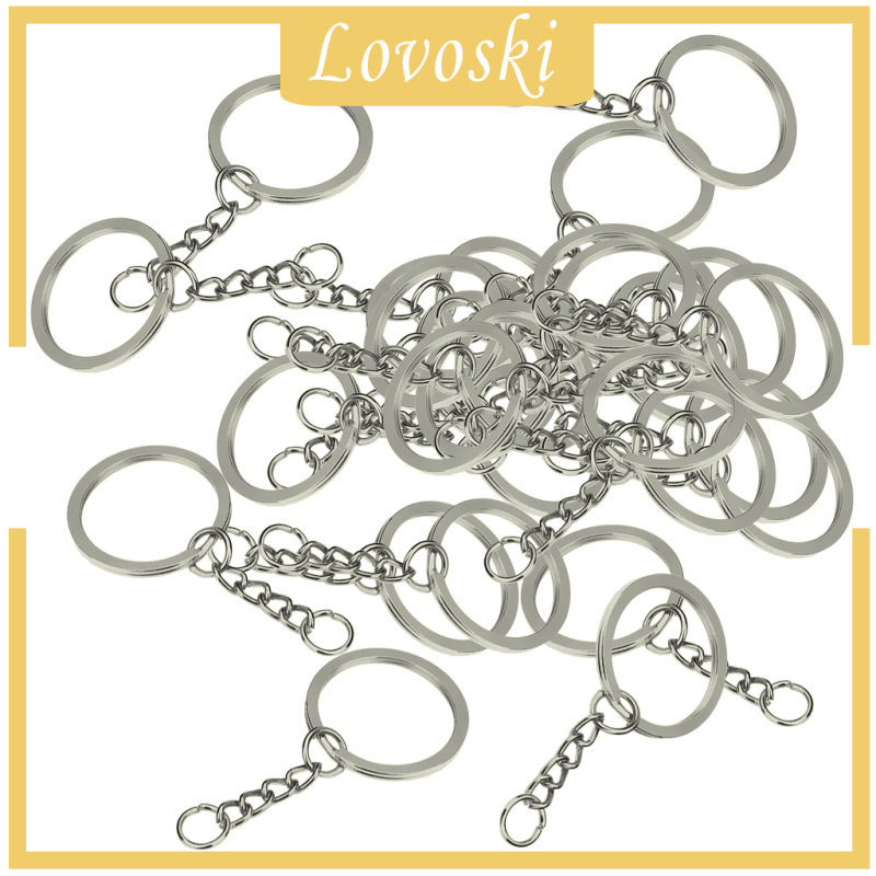 [LOVOSKI]30pcs Metal Split Keychain Rings With Chain 28mm Open Jump Ring DIY Key Ring