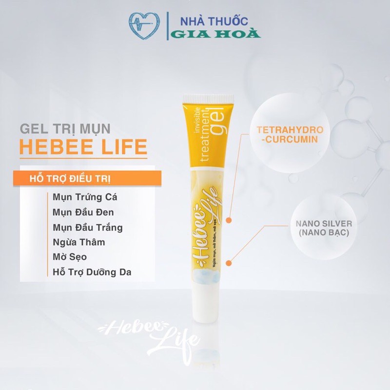 Gel diệt Mụn Hebee Life - Tinh chất Nghệ trắng và nano bạc