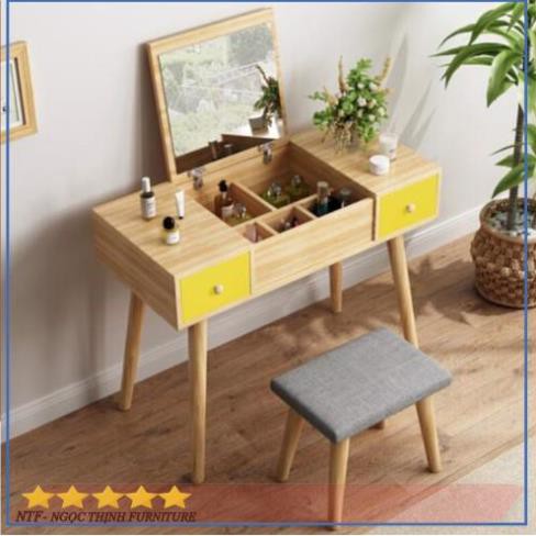 🍀 Bàn Trang Điểm Thông Minh Gương Lật Đa Năng 2 Ngăn Kéo GP43