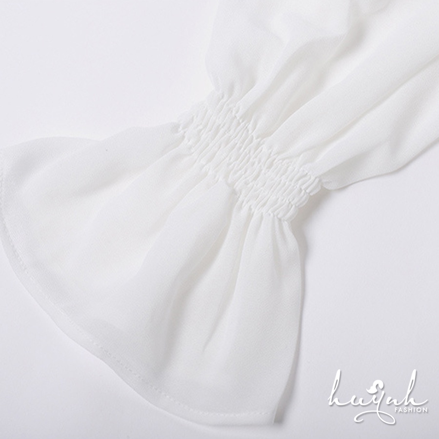 Váy body nhún dài tay, đầm body tay phồng đuôi cá cao cấp có ảnh thật - DNTD01