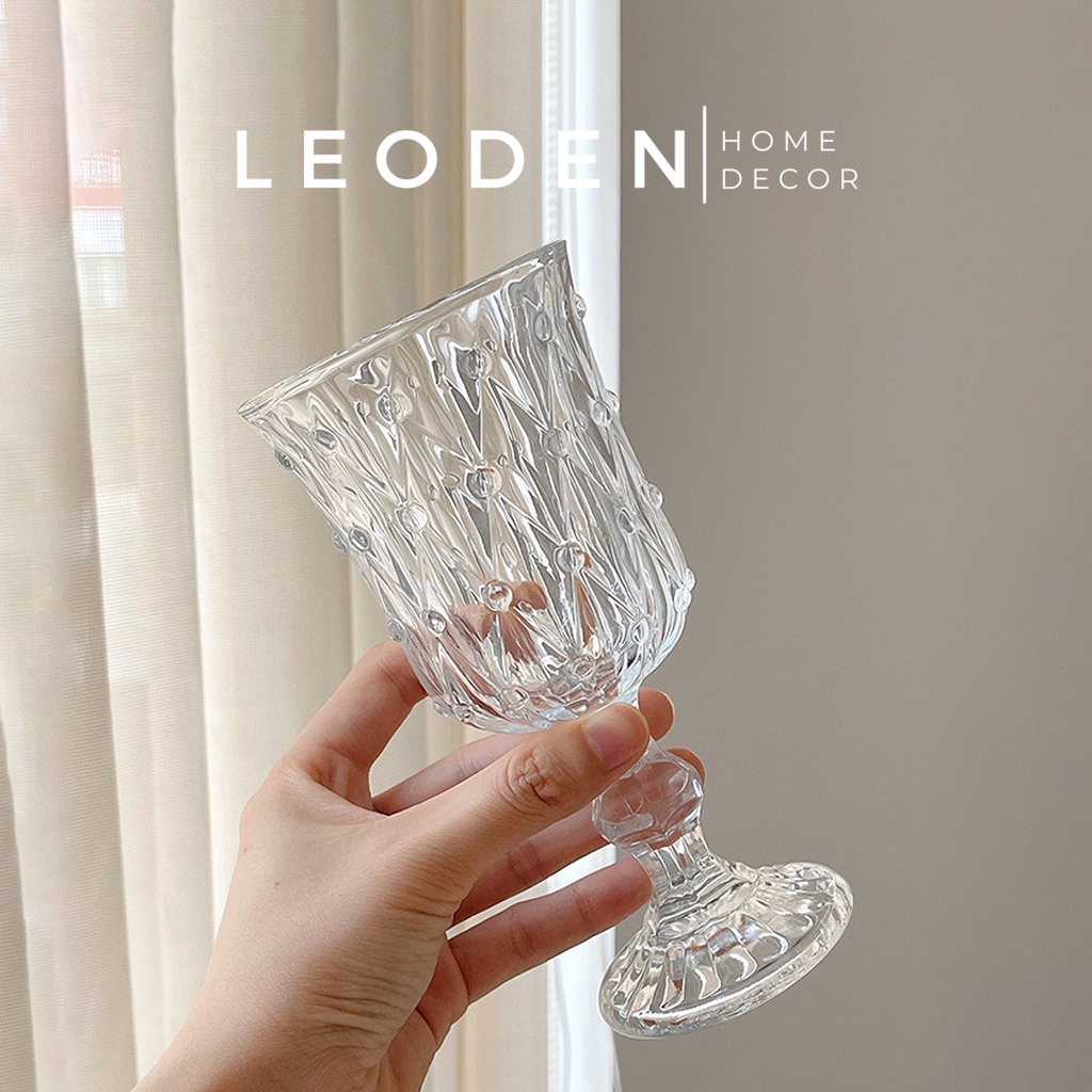 Ly thủy tinh đế cao cổ điển pha lê công chúa trang trí phong cách Hàn Quốc, cốc uống nước trà sữa xinh xắn