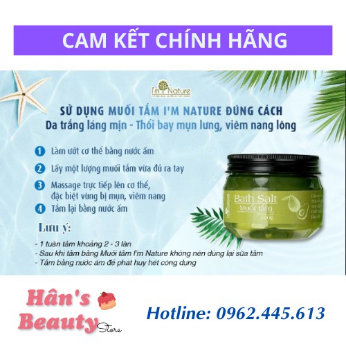 (Chính Hãng) Muối Tắm Thảo Mộc I'M NATURE Giảm Mụn Lưng - Rôm Sảy - Thâm Nang Lông 220Gr