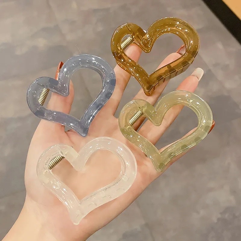 Kẹp tóc càng cua hình trái tim màu sắc thanh lịch Hàn Quốc