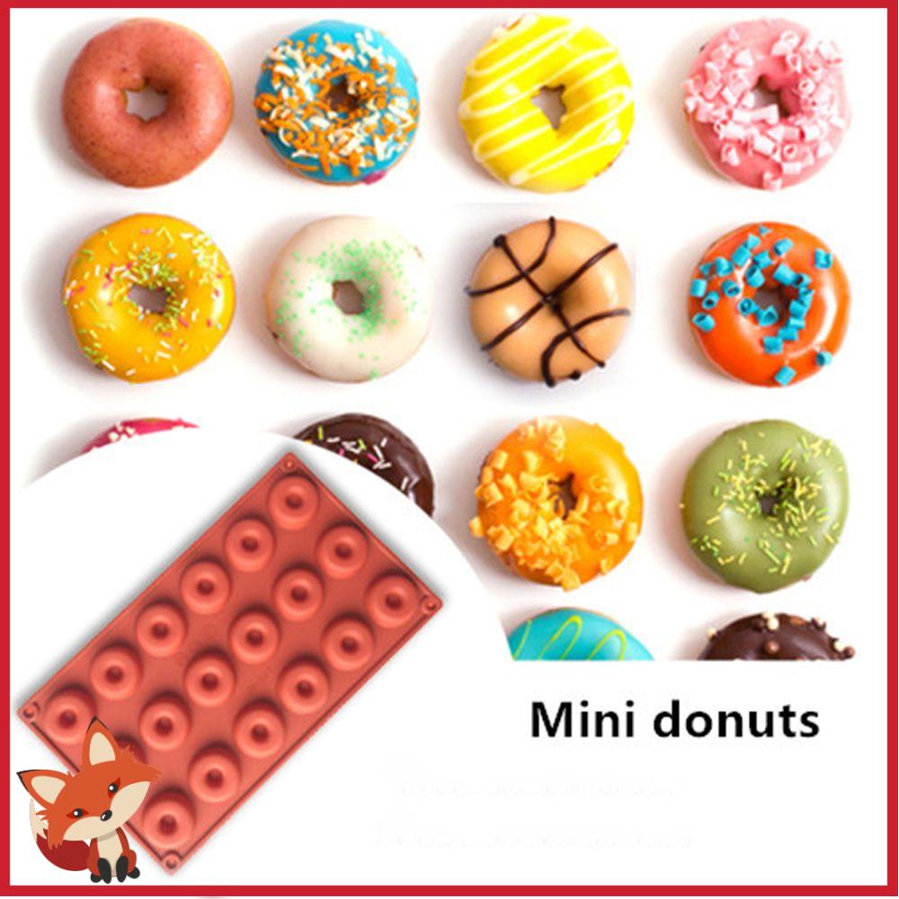 Khuôn Silicone Làm Bánh Donut 18 Ngăn Hình Tròn Màu Sắc Ngẫu Nhiên