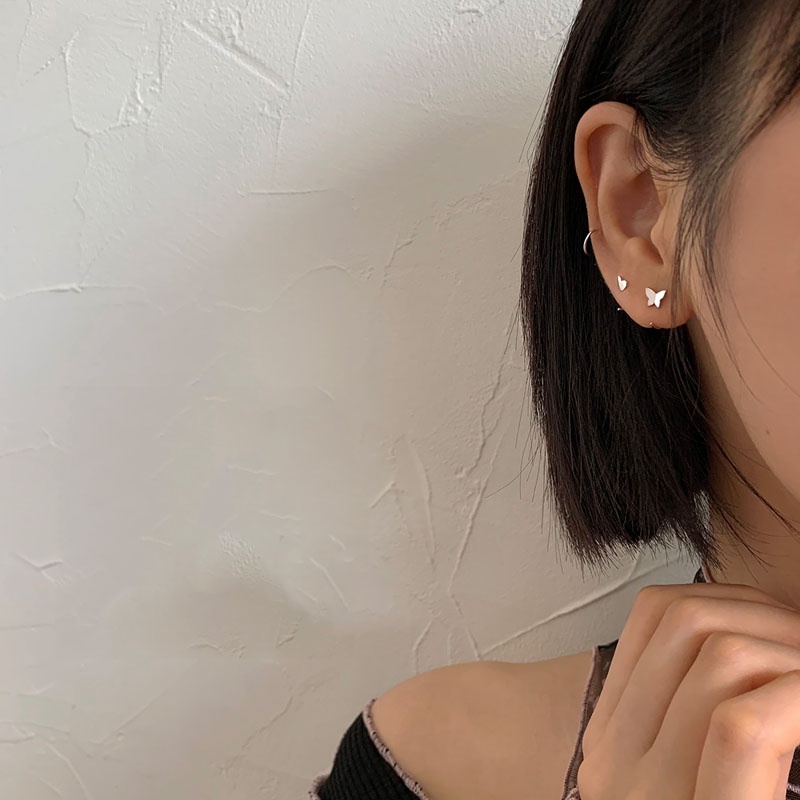Bông tai s925 hình bướm / mặt trăng / ngôi sao / trái tim thiết kế đơn giản thời trang