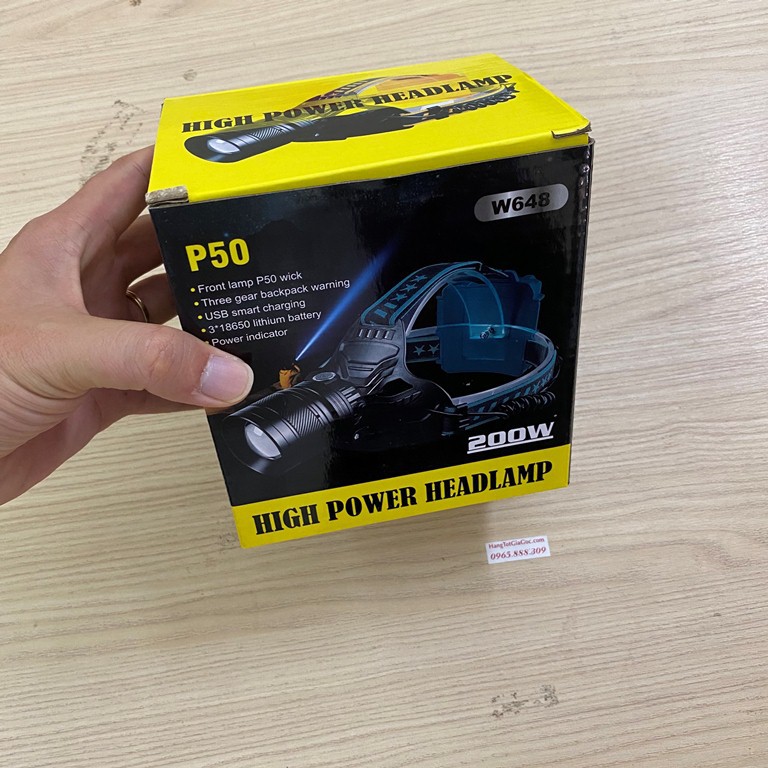 Đèn Pin đội đầu siêu sáng hàng khủng Ultra fire P50 Zoom 2, led 20w cực mạnh, 3 pin cực khỏe