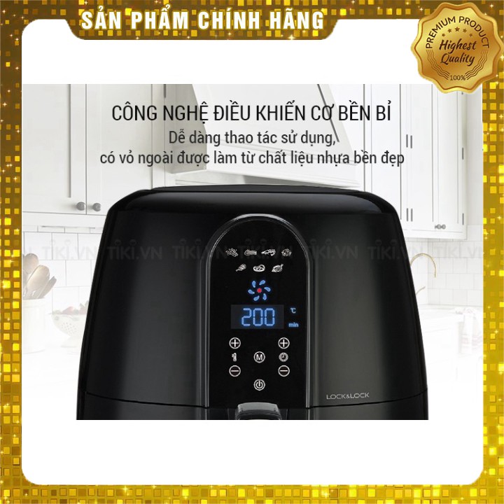 [HÀNG CHÍNH HÃNG] Nồi Chiên Không Dầu Lock&Lock EJF351BLK (5.2L) (Đen)