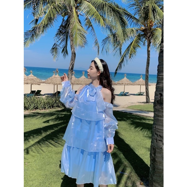 Đầm Tết 2023 -tặng kèm Túi BLACKPINK VỚI ĐÊN TRÊN 555K- Đầm cánh tiên thiết kế, chất liệu vải óng ánh- VIZZ DRESS