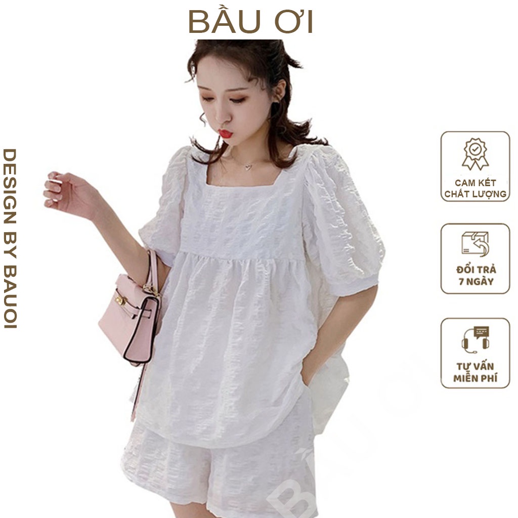 [FREE SHIP B02] BỘ CỘC BẦU CHẤT VOAN MÁT - BỘ ĐỒ BẦU MÙA HÈ CHO MẸ ĐI CHƠI ĐI DU LỊCH CÓ CHUN CHỈNH QUẦN FREE SZ 45-65K