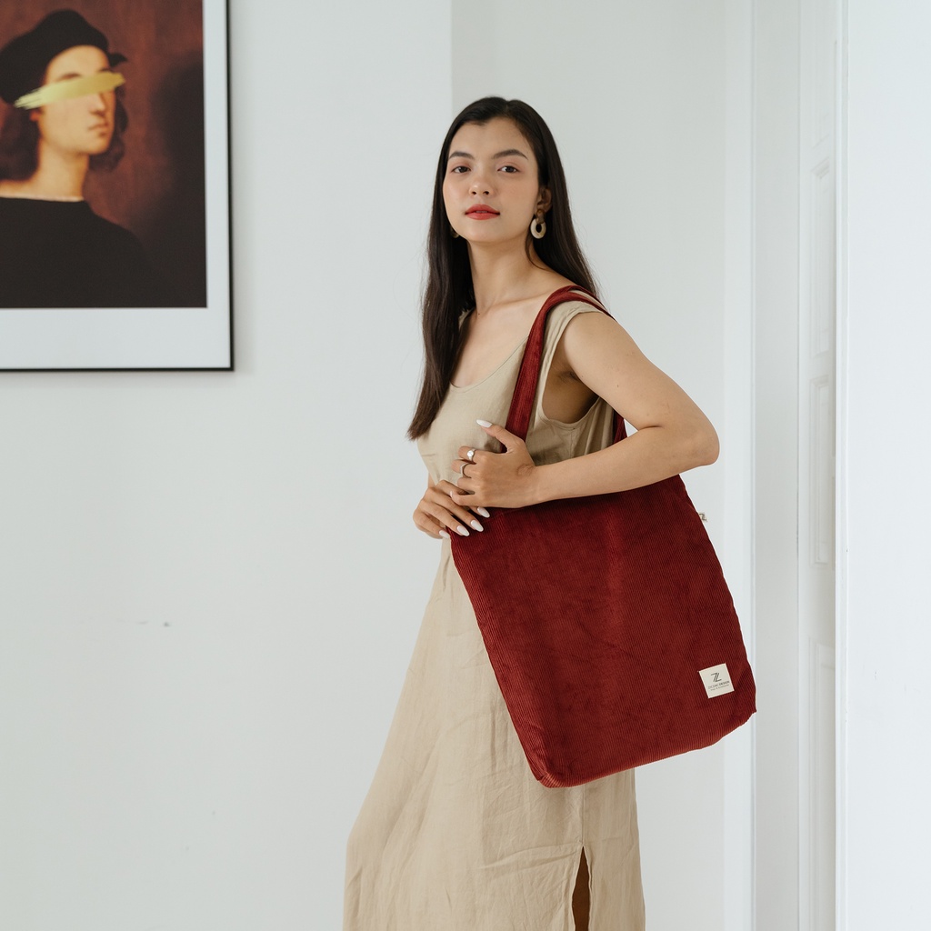 [Mã BMBAU50 giảm 7% đơn 99K] Túi Tote trơn vải ticke nhung | Ziczac Design