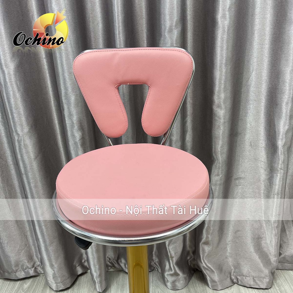 Ghế Makeup, Ghế Quầy Bar Mẫu Tựa Tam Giác Chân Vàng K1 Sang Chảnh Điều Chỉnh Độ Cao 60/80 Và Xoay 360 Độ (ẢNH THẬT)