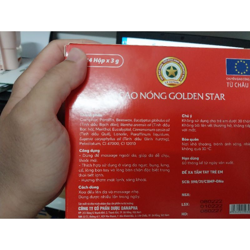 Cao nóng Golden Star 3g  - Massage ngoài da, giúp da dễ chịu
