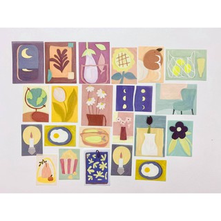Set 40 Washi Sticker Hình Art Aesthetic - Túi 40 Hình Dán Nghệ Thuật Art chất liệu Washi