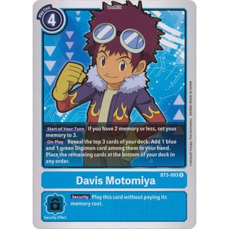 [Mã 155ELSALE giảm 7% đơn 300K] Thẻ bài Digimon - TCG - Davis Motomiya / BT3-093'