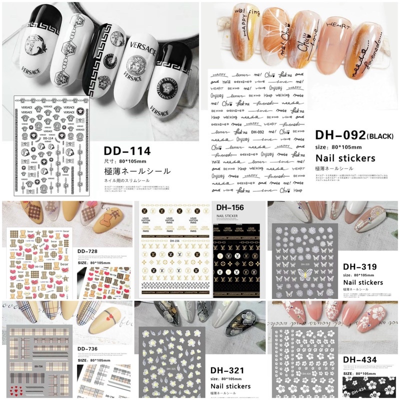 Miếng dán móng tay 3D nail sticker chủ đề logo các thương hiệu nổi tiếng ♻️ Mua 10 tấm tặng 1 tấm