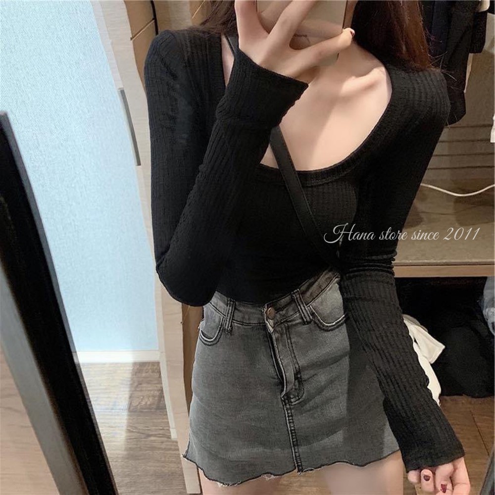 Áo Croptop Body Cổ Chữ U Cực sexy Quyến Rũ