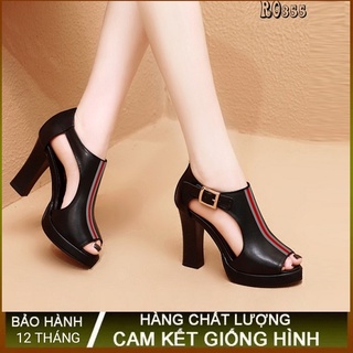 Giày sandal nữ cao gót 7p hàng hiệu rosata đẹp màu đen công sở ro355