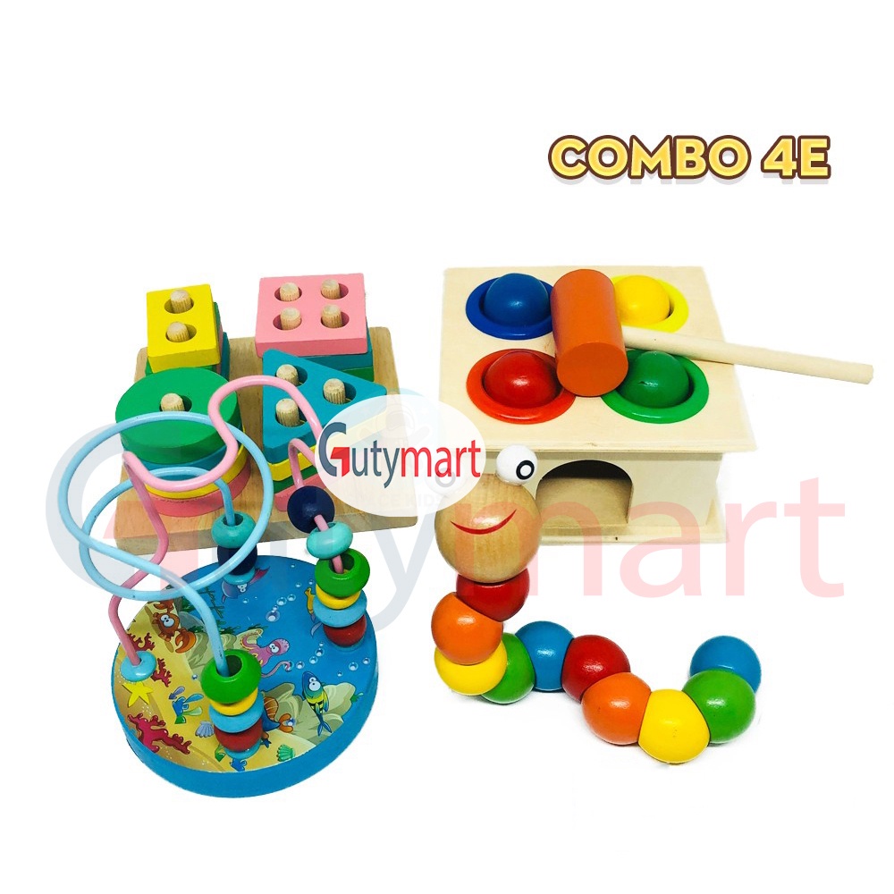 Combo đồ chơi gỗ Montessori cho phát triển trí tuệ giúp bé tư duy, phù hợp cả cho bé trai và bé gái vừa học vừa chơi