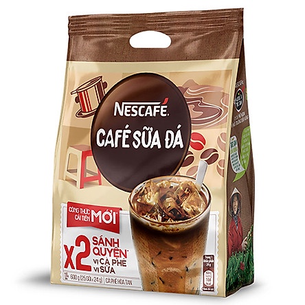 Bịch Cà Phê Sữa NESCAFÉ Cà Phê Sữa Đá (Bịch 25 Gói x 24g)