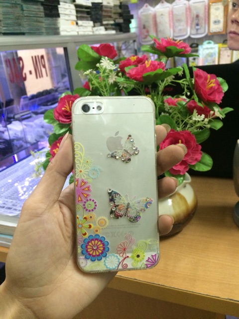Ốp ip5/5s Hình Hoa  Bướm Đính đá