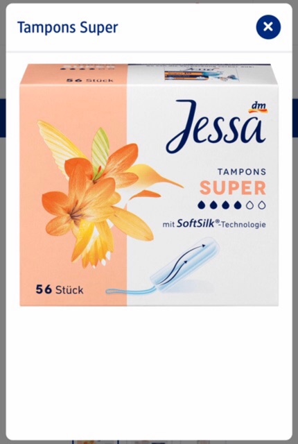 Tampons - Băng vệ sinh dạng nút Tampon Jessa đủ size - Đức - Date 2026