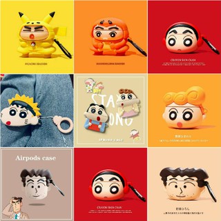 Case bảo vệ Airpods Pro/1/2 cậu bé bút chì crayon shin-chan đeo headphone đỏ/ hiroshi/ cosplay pikachu/ charmander