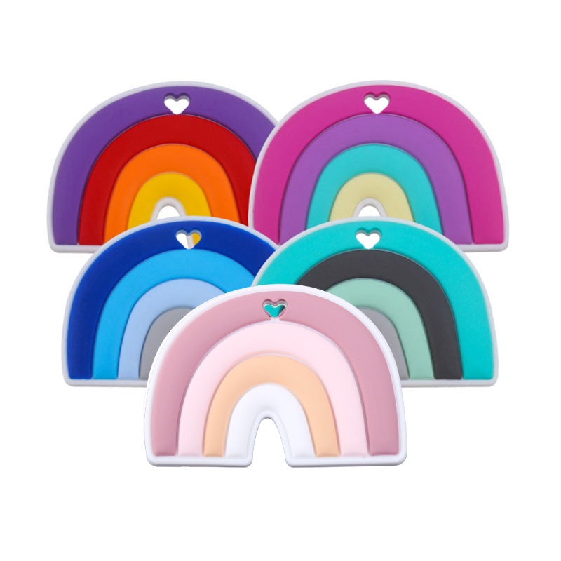 Đồ Chơi Ngậm Nướu Bằng Silicone Màu Cầu Vồng Xinh Xắn Cho Bé