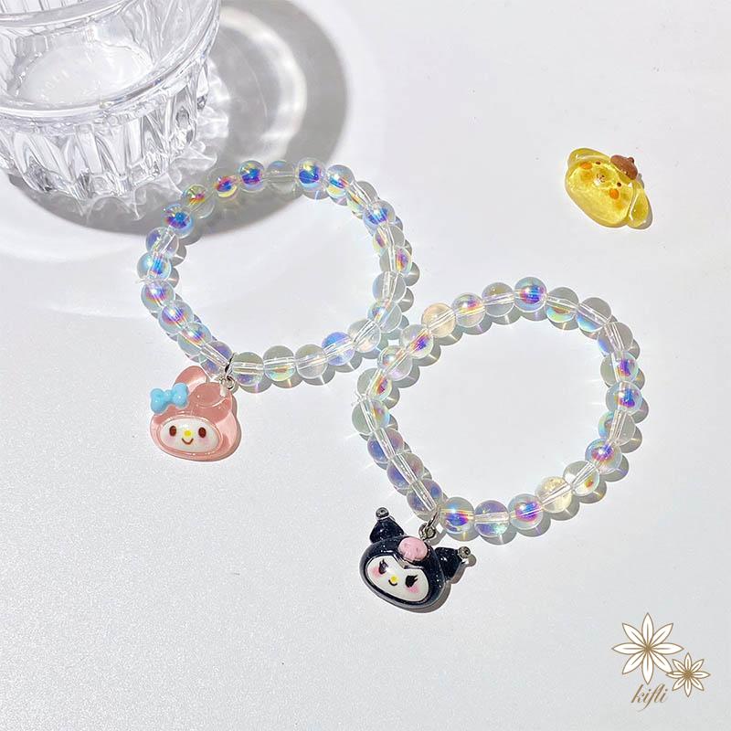 【kifli】Sanrio Vòng Tay Chuỗi Hạt Trong Suốt Hoạ Tiết Hoạt Hình Cún Cinnamon Dễ Thương Xinh Xắn