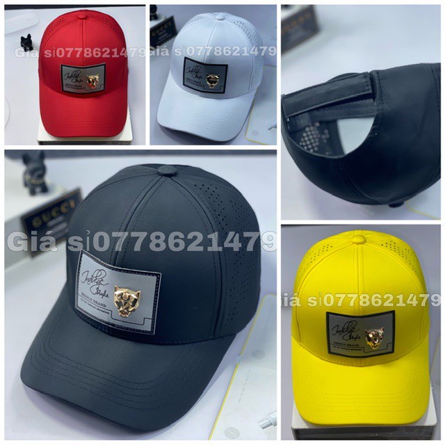 Nón kết lưỡi trai Dù lổ mạc vuông gắn logo đồng sói thoáng mát - Mũ kết lưỡi trai vải dù lổ thời trang nam nữ